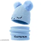 Woolen Cap with Neck Warmer for Kids, Set of 1 (Multicolor)
