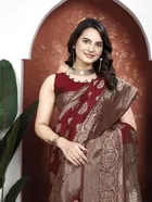 Banarasi Silk Jacquard Print Saree for Women 
