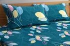 Microfibre Fitted Yellow Leaf Bedsheet 78x72in Blue