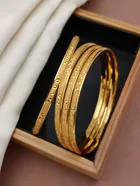 Alloy Gold Plated Bangles for Women (Gold, 2.6) (Pack of 4)