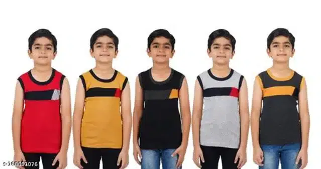 Cotton Vest for Boys (Multicolor, 3-4 Years) (Pack of 5)