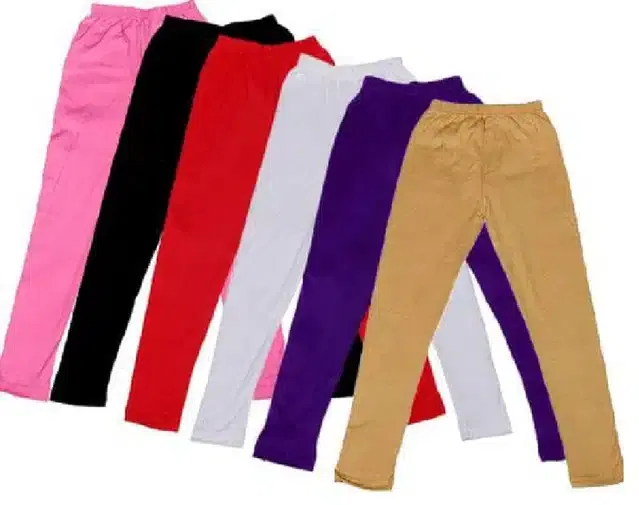 Soft & Comfortable Leggings for Girls (Pack of 6) (Multicolor, 13-14 Years)