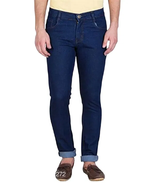 Cotton Lycra Jeans for Men (Navy Blue, 30)