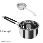 Stainless Steel Sauce Pan with Tea Strainer (Silver, Set of 2)