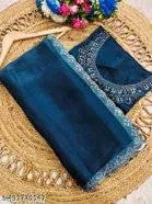 Jimmy Choo Solid Saree For Women, Teal