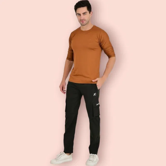 Lycra Nylon Logo Printed Track Pant for Men (Assorted, M)