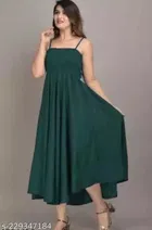 Poly Crepe Dress for Women (Green, XL)