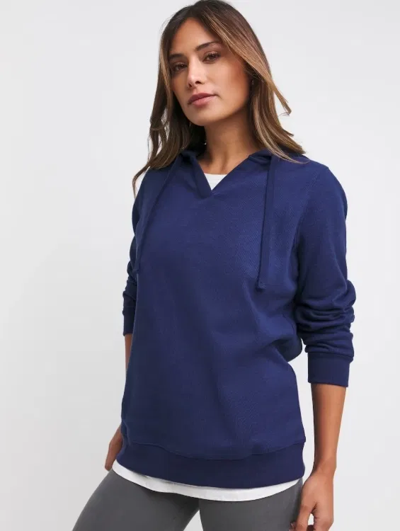 Women's Solid Hoodie (Navy-L)