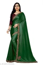 Georgette Embellished Saree For Women, Green