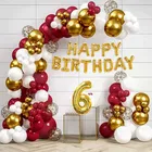 Red & Gold Theme 6th Birthday Balloon Decoration Kit , Multicolor, Pack Of 68