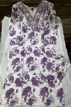 Rayon Floral Printed V-Neck kurta set for women 