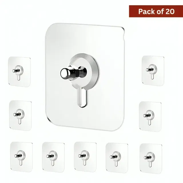 Heavy Duty Stainless Steel Adhesive Wall  Hooks/Hangers (Pack of 20)