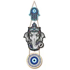 Wooden Elephant Evil Eye Wall Hanging Decoration for Home 