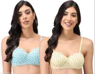 Cotton Blend Printed Padded Bra for Women 
