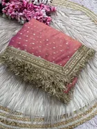 Bollywood Satin Butti Embroidered Saree for Women 