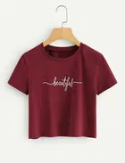 Round Neck Printed Crop T-Shirts for Women 