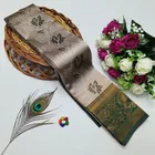 Dola Silk Zari Woven Saree for Women, Beige & Green 