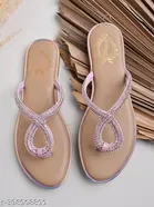 Embellished Synthetic Flat Sandals for Women 