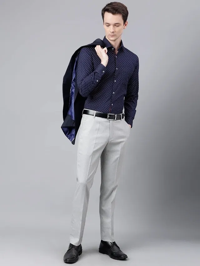 Full Sleeves Shirt for Men (Navy Blue, XXL)