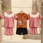 Solid Cotton Blend Top & Bottom Set for Boys 