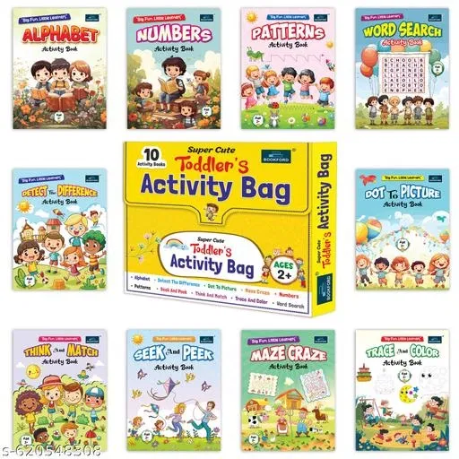 Set of 10 Super Cute Toddlers Activity Bag Fun Activity Books for Kids Early Learning Creative Skill Building Engaging Brain Development Activities Ideal Birthday Gift Holiday Activities Perfect Choice Homeschooling Kindergarten Nursery Students