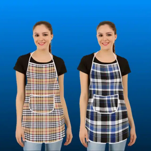 Cotton Kitchen Aprons (Multicolor, Pack of 2)