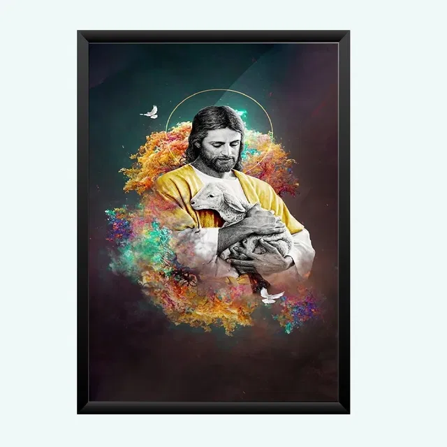 Lord Jesus Religious Wall Photo Frames (Multicolor, 5x7 inches)