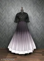 Embellished Maxi Gown with Mirror Work for Women 