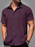 Half Sleeves Shirt for Men (Wine, S)