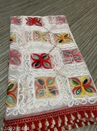 Embroidered Rajasthani Net with Checked Pattern 