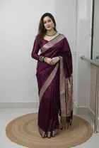 Banarasi Purple Art Silk Woven Saree for Women