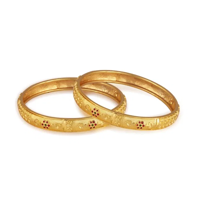 Alloy Bangles for Women (Gold, 2.6) (Set of 2)