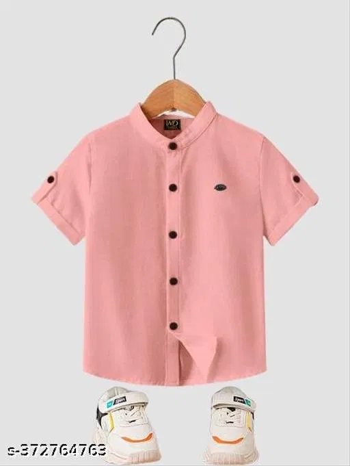 Solid Short Sleeve Shirt for Boys (Orange, 6-7 Years)