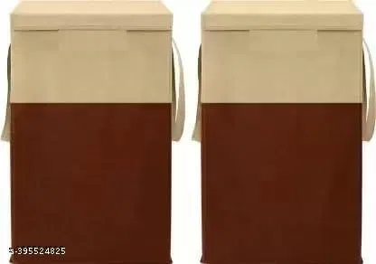 Non-woven Laundry Basket, Brown , (Pack Of 2)