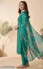 Printed Chanderi Cotton Kurta Set for Women 
