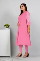 Solid Embroidered Cotton Kurti for Women 