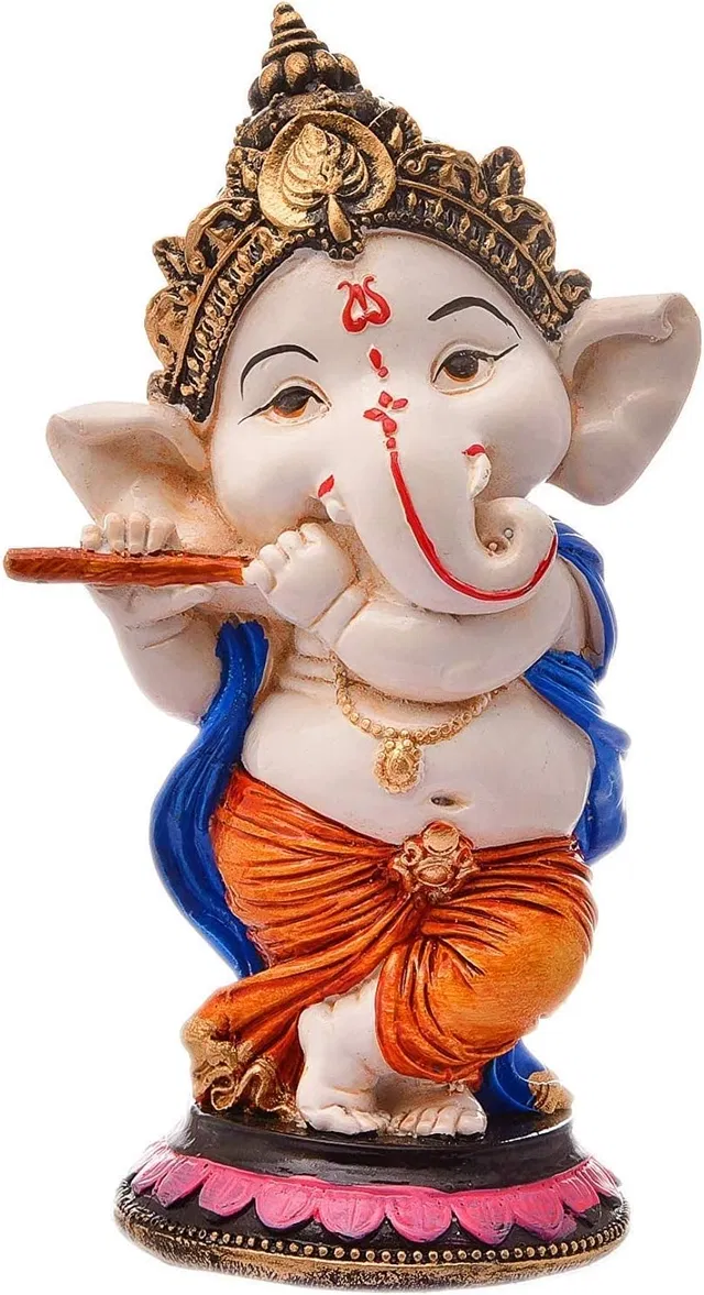 Bansuri Ganesha Polyresin Idols 7L X 7W X 10.8H Cm