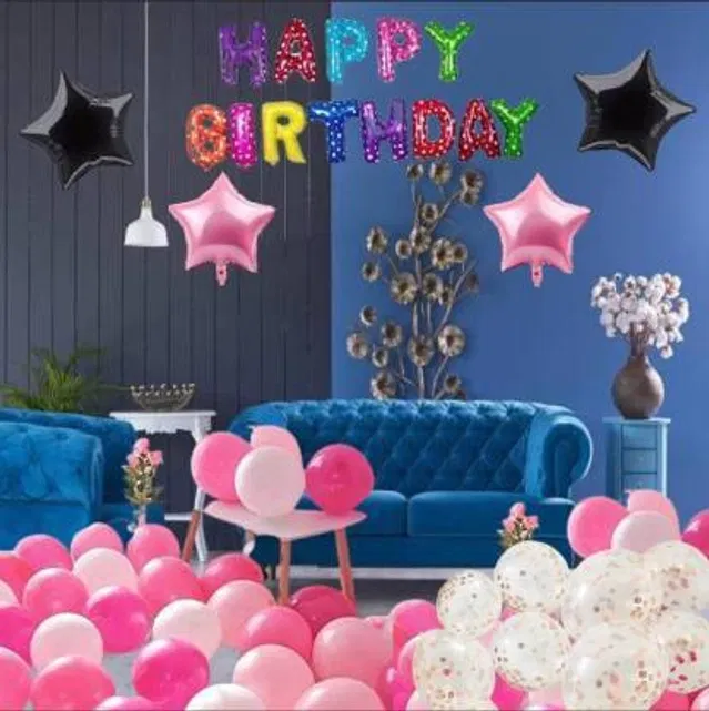 Party Decoration Kits (Pink & Black, Set of 77)