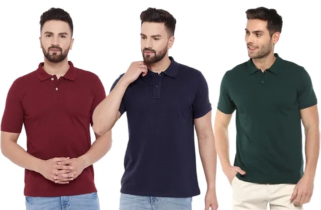 Polo T-shirt Pack of 3 for Men (Multicolor, M)