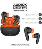 TecSox AudioX Wireless Earbuds [Black/Orange]