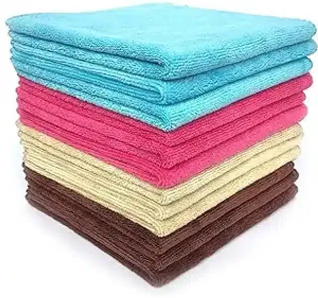 Microfiber Multipurpose Kitchen Napkins (Multicolor, Pack of 12)