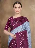 Art Silk Printed Saree for Women, Grey 