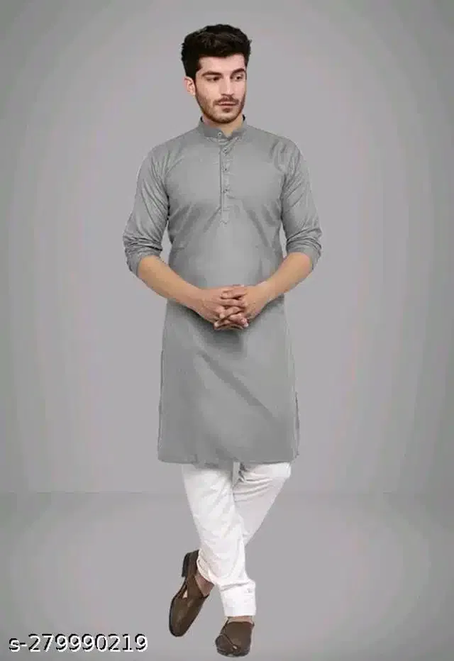 Full Sleeves Kurta for Men (Grey, XL)