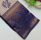 Dola Silk Zari Woven Saree for Women, Beige & Blue 