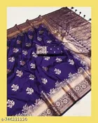 Baluchari Zari Woven Floral with Tassels and Latkans 