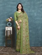 Georgette Printed Saree for Women, Multicolor, Pack of 2 