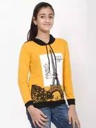 Cotton Blend Printed Hoodie for Girls 