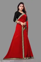 Lycra Solid Saree for Women 