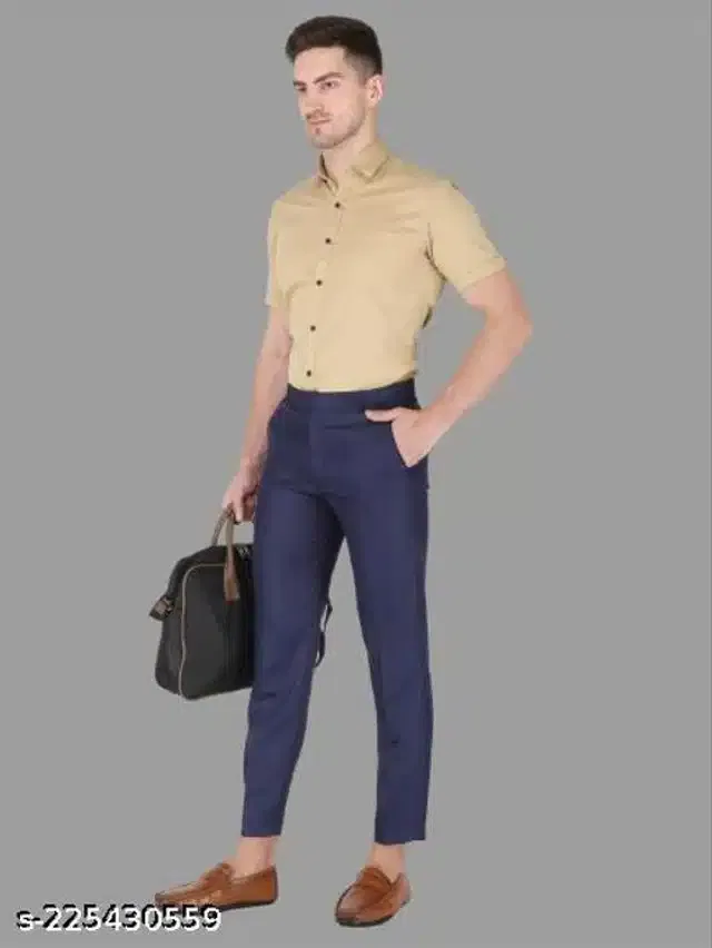 Viscose Rayon Trouser for Men (Navy Blue, 40)