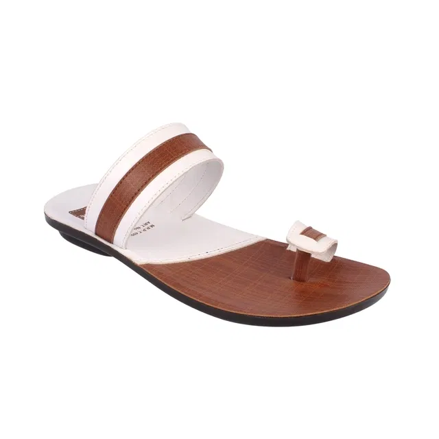 Flip Flops for Men (White & Mustard, 10)